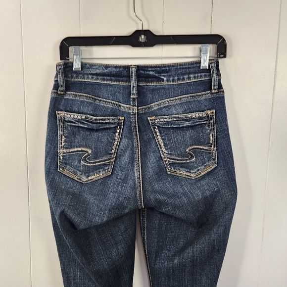 Silver Suki Cropped Denim Jeans Skinny Capri Stretchy Dark Wash Mid Rise Size 26 - Picture 5 of 12